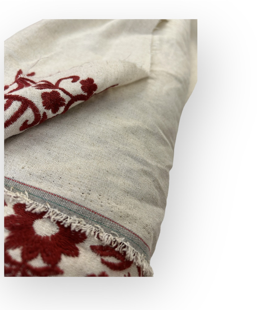 Brodeerattu pellavaviskoosikangas (V19-04737) - Image 2